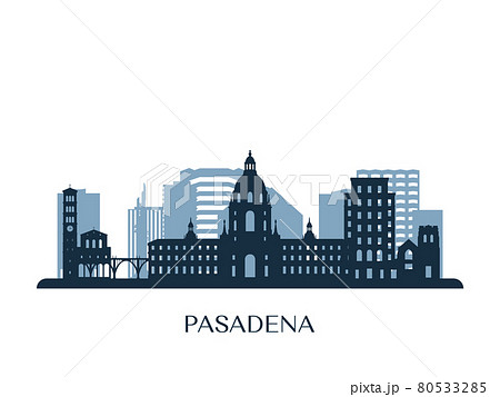 Pasadena skyline, monochrome silhouette.  80533285