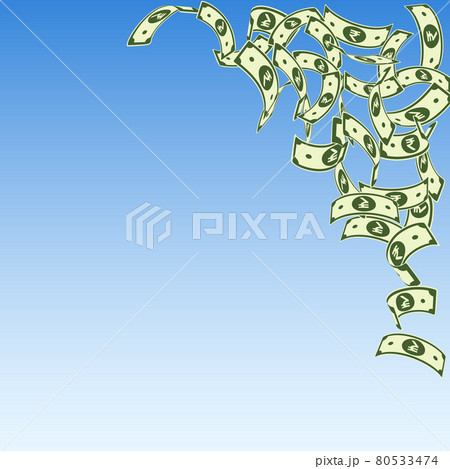 Indian rupee notes falling. Floating INR bills on 80533474