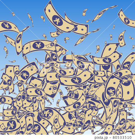 Chinese yuan notes falling. Messy CNY bills on blu Chinese yuan notes falling. Messy CNY bills on blu 80533510