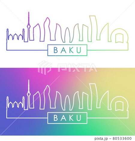 Baku city skyline. Colorful linear style.  80533600