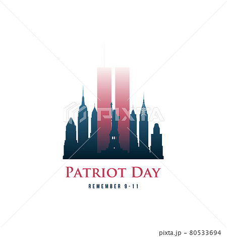 Patriot Day card with Twin Towers and phrase Remember 9-11.  80533694