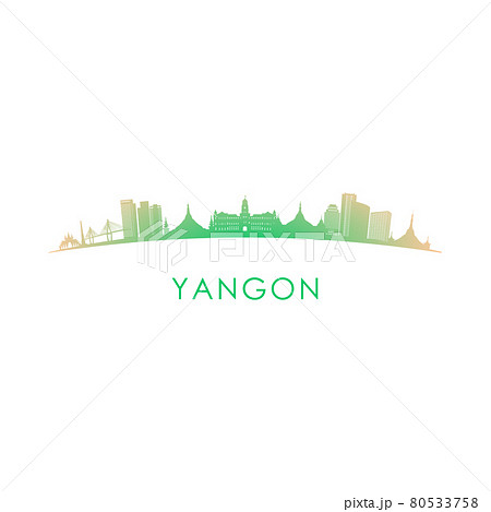 Yangon skyline silhouette. Yangon skyline silhouette. 80533758