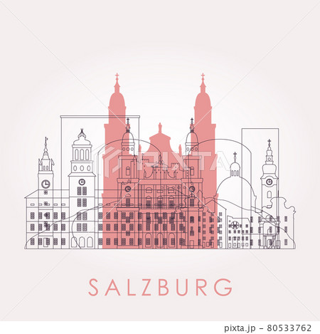 Outline Salzburg skyline with landmarks.  80533762