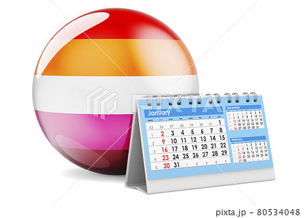 Desk calendar with Lesbian flag. 3D rendering Desk calendar with Lesbian flag. 3D rendering 80534048