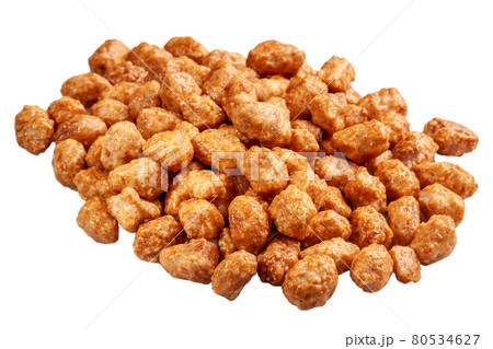 Candied peanuts in honey and sugar glaze isolated on white Candied peanuts in honey and sugar glaze isolated on white 80534627