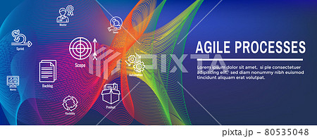 Agile Scrum Process and development icon set web header banner Agile Scrum Process and development icon set web header banner 80535048