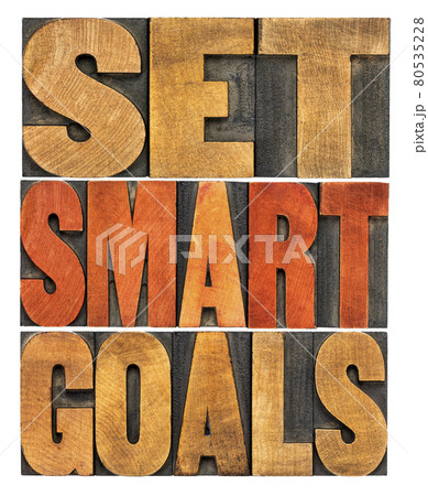set smart goals word abstract 80535228