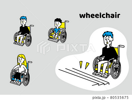 車椅子の人物のイラストセットのイラスト素材
