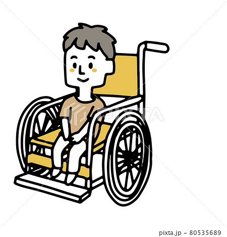 車椅子に乗っている小さな男の子のイラスト素材