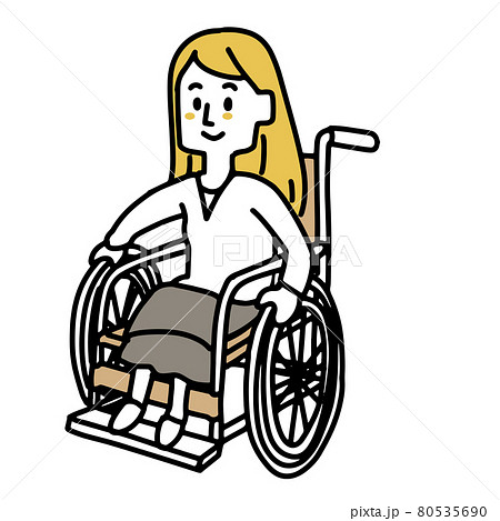 車椅子に乗っている若い女性のイラスト素材