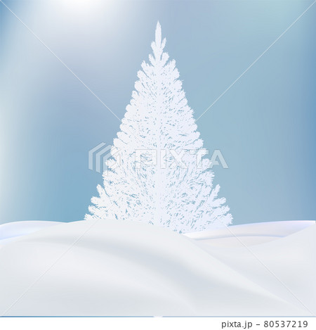 Christmas tree in snow isolated on realistic snowy background. Winter composition. Vector. Christmas tree in snow isolated on realistic snowy background. Winter composition. Vector. 80537219