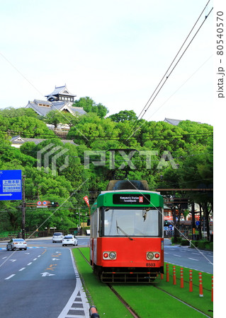 熊本城 と路面電車 熊本城 と路面電車 80540570