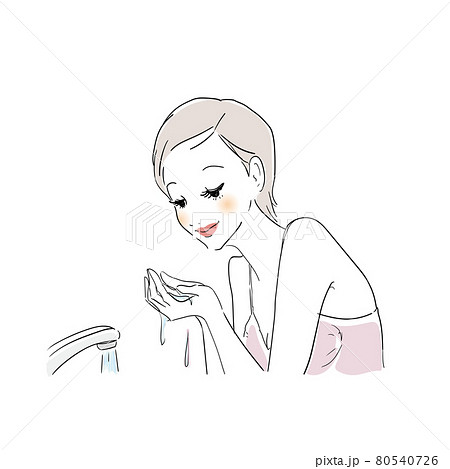 顔を洗う女性 顔を洗う女性 80540726
