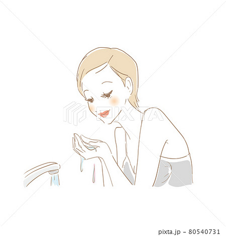 顔を洗う女性 80540731