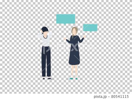 被外國人用英語交談而感到困擾的日本人的插圖素材 被外國人用英語交談而感到困擾的日本人的插圖素材 80541115