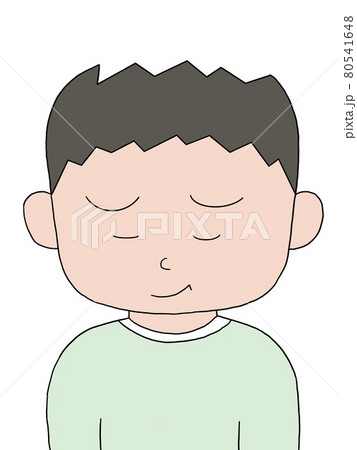 やれやれ顔の少年のイラスト素材