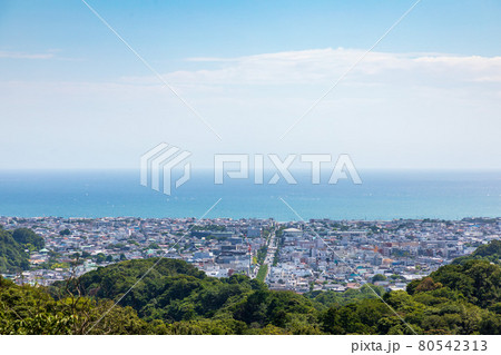 天園ハイキングコースから見た鎌倉の街と海と山 80542313