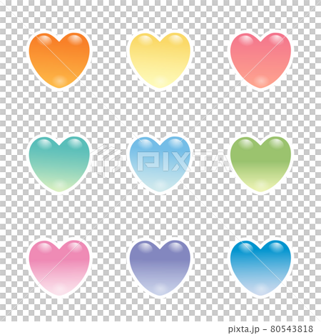 光るかわいいハートのアイコンセット 80543818