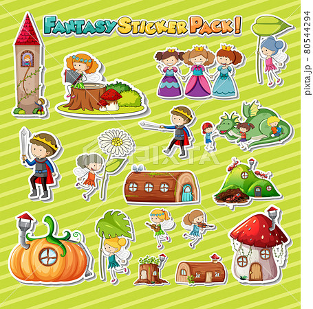 Sticker set with different fantasy cartoon characters Sticker set with different fantasy cartoon characters 80544294