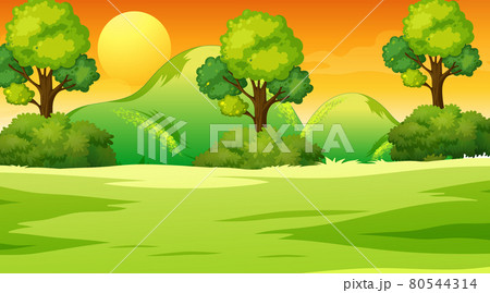 Blank meadow landscape scene at sunset time Blank meadow landscape scene at sunset time 80544314