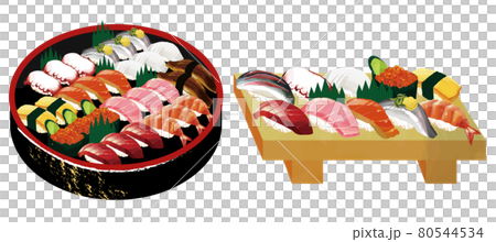 おいしそうな寿司のベクターイラスト素材/寿司桶/持ち帰り おいしそうな寿司のベクターイラスト素材/寿司桶/持ち帰り 80544534