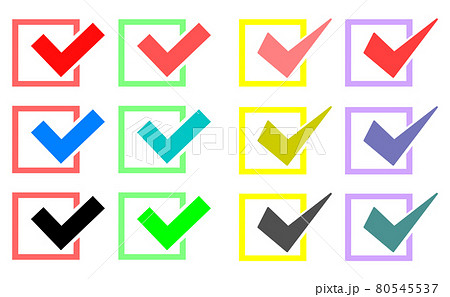 カラフルなチェックマークのパターン別イラストのイラスト素材