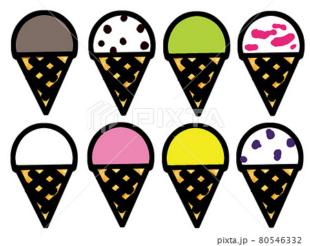 いろいろな味のアイスクリームのイラスト素材