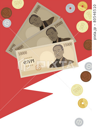日本のお金 一万円札ポスター お札 硬貨 収入のイラスト素材