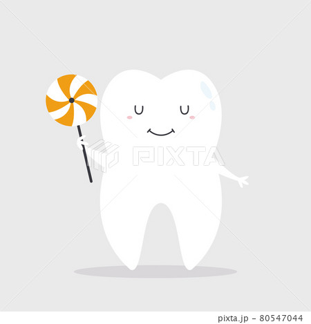 Vector illustration of a happy smiling tooth with candy Vector illustration of a happy smiling tooth with candy 80547044