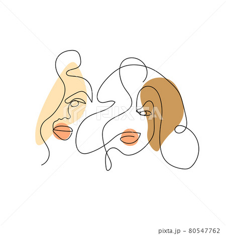 Line art portrait Abstract Woman faces in Line art portrait Abstract Woman faces in 80547762