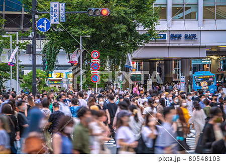 日本の東京都市景観 1万超（全国）。東京3865人最多。昨日3千人超でも渋谷は人流大爆発＝7月29日 80548103
