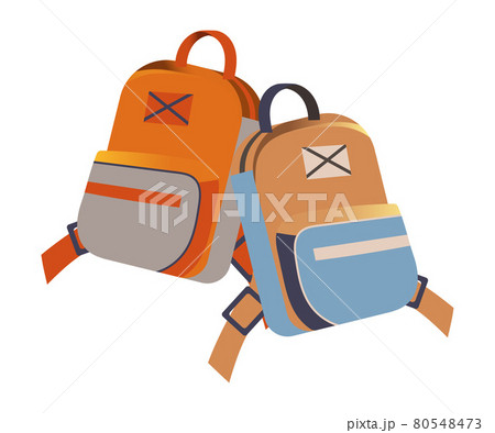 School Bag or Satchel with Straps for Carrying Books Rested on the Ground Vector Illustration 80548473
