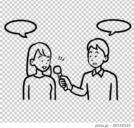 Street interview illustration line drawing 80548585