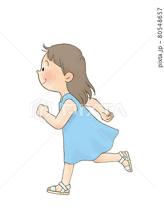 走る子供 夏服 女の子 のイラスト素材