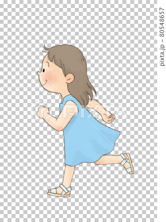 走る子供 夏服 女の子 のイラスト素材