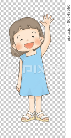 Children waving (summer clothes, girls) 80548660