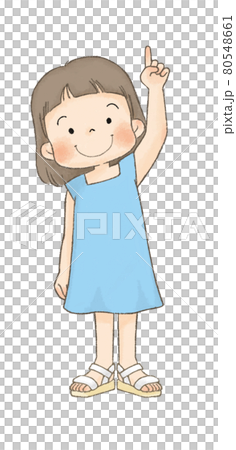 Children pointing up (summer clothes, girls) 80548661