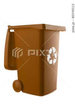Plastic brown trash can isolated on white background Plastic brown trash can isolated on white background 80549315
