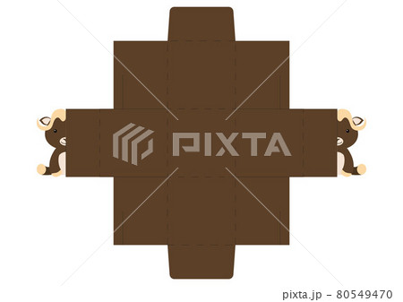 Simple packaging favor box musk-ox design for sweets, candies, small presents, bakery. Party package die cut template, great design for any purposes, birthdays, baby showers, halloween, christmas. 80549470
