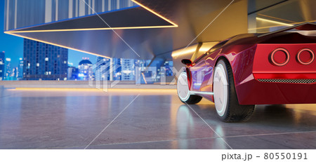 Closeup non-existent brand-less generic concept red electric car Closeup non-existent brand-less generic concept red electric car 80550191