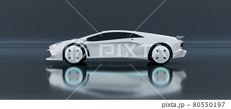 Non-existent brand-less generic concept white sport electric car 80550197