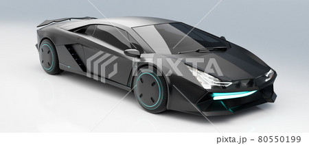 Non-existent brand-less generic concept black sport electric car 80550199