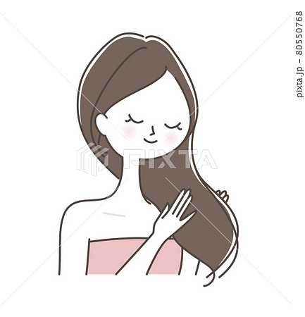 髪のお手入れをする若い女性 80550768