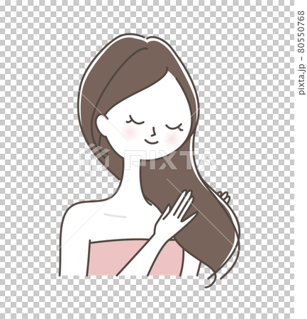 髪のお手入れをする若い女性 80550768
