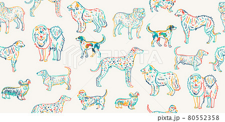 Dogs breeds collection. Vintage style seamless pattern for your design 80552358