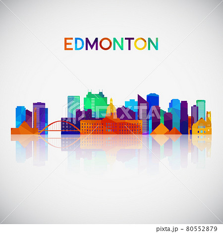 Edmonton skyline silhouette in colorful geometric style. Edmonton skyline silhouette in colorful geometric style. 80552879
