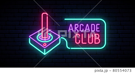 Retro joystick neon sign.  80554073
