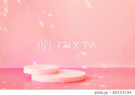 empty scene and cylinder podiums on pink background with crystal light sparkles 80554194