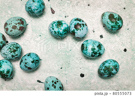 Quail eggs on light background 80555073