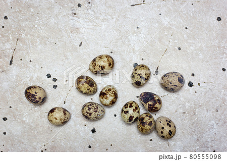 Quail eggs on light background Quail eggs on light background 80555098